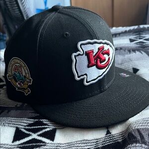 Kansas City Chiefs 40th Anniversary Fitted Hat - Black - Rare Patch